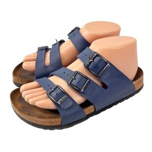 Betula‎ Birkenstock Leo Soft Womens 38 7 7.5 Navy Blue Birko-Flor Sandals